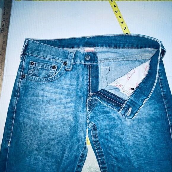 True Religion Jeans Ricky Relaxed Straight No Flap Size 38x33 USA Men's - Picture 16 of 16